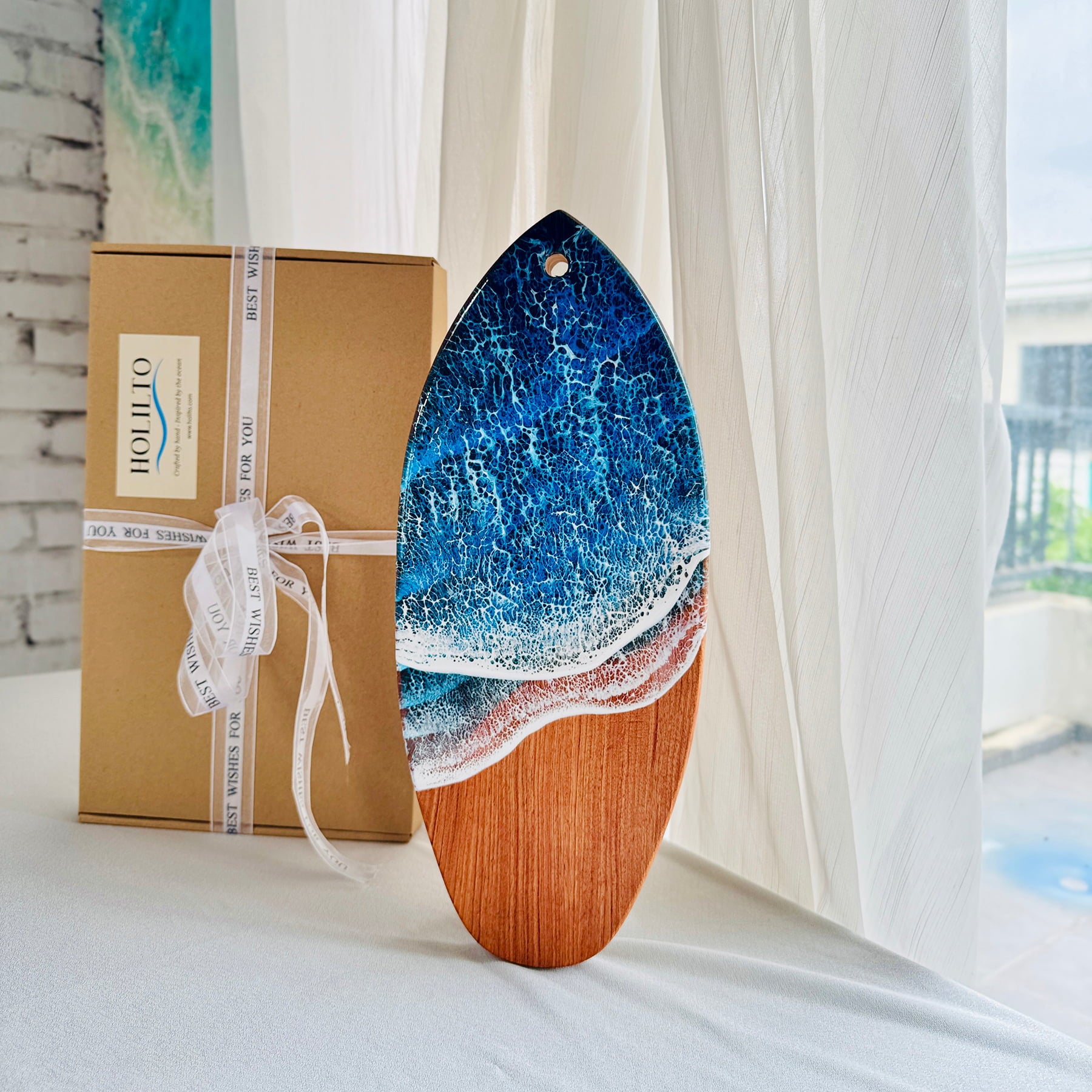 RED OCEAN Holzplakette Mit Aufhängung – 10x10 Cm, FSC-zertifiziert, Mehrfarbig, Rustikales Design