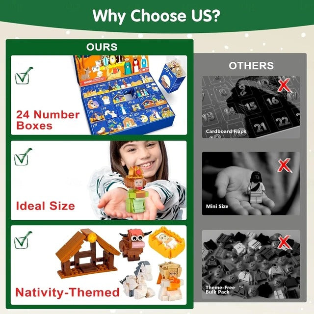 Nativity Scene Countdown: 24-Day Buildable Christmas Advent Calendar