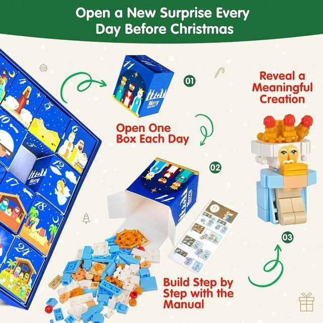 Nativity Scene Countdown: 24-Day Buildable Christmas Advent Calendar