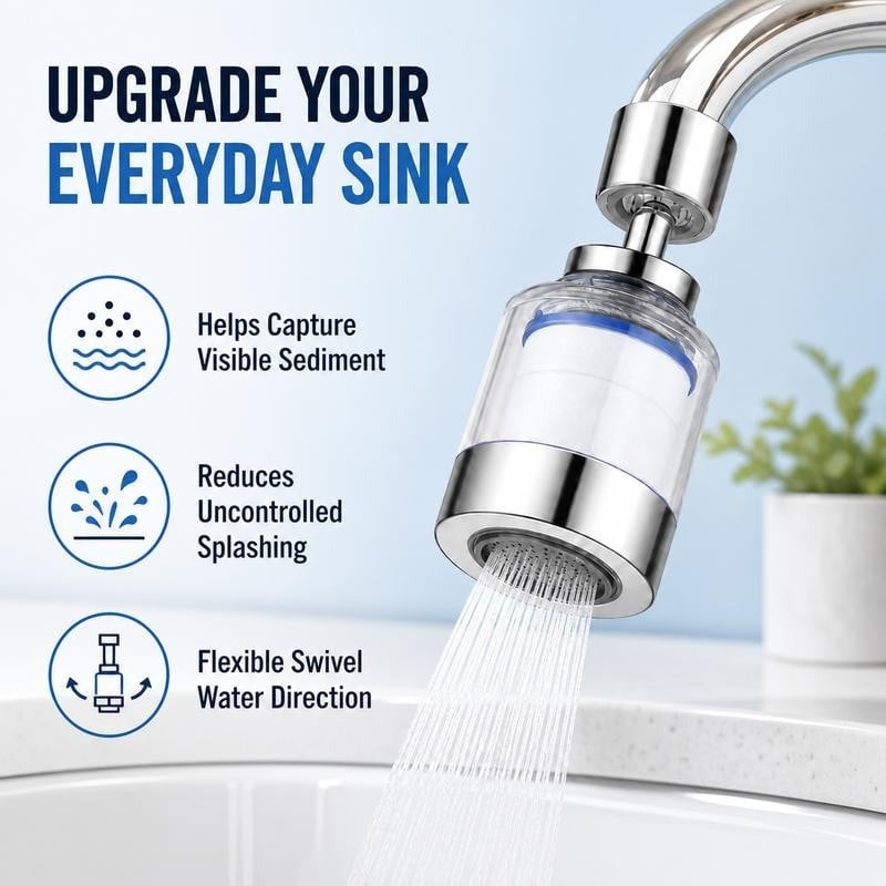 360° Swivel Faucet Filter with Replaceable Cartridge