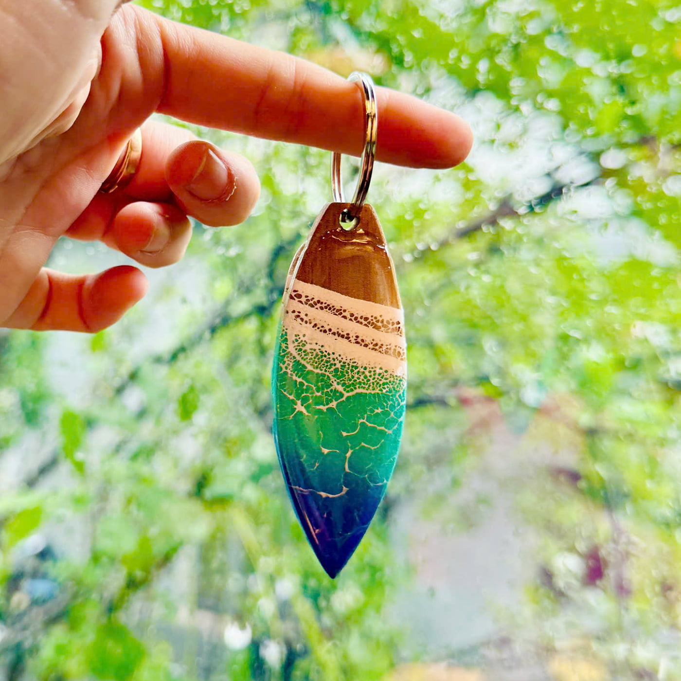 Surfboard Ocean Resin Keychain