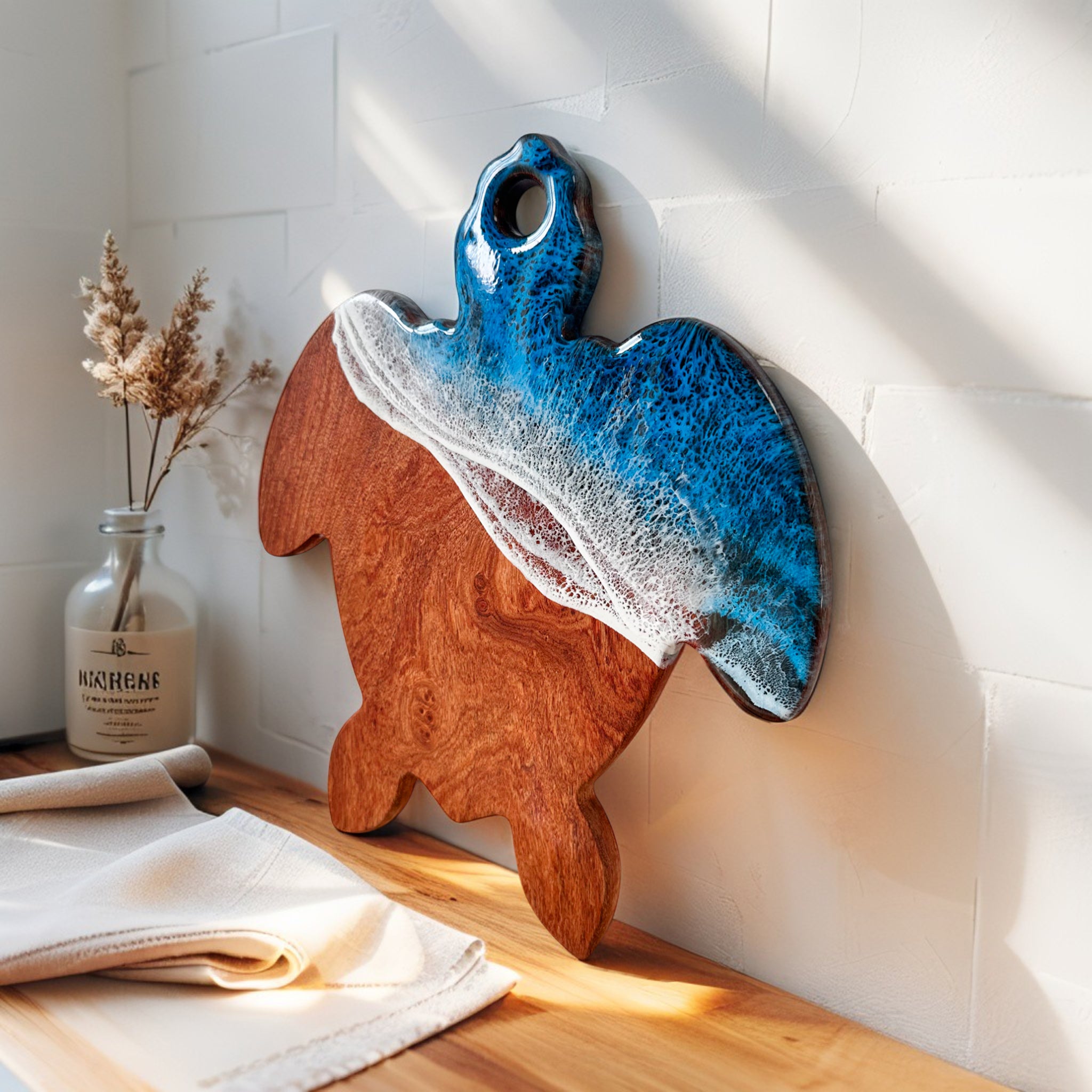 "Rise" - Ocean Resin Turtle Wave Handle Board