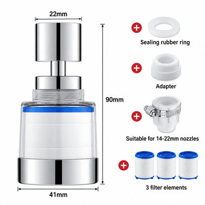 360° Swivel Faucet Filter with Replaceable Cartridge
