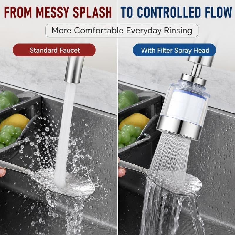 360° Swivel Faucet Filter with Replaceable Cartridge