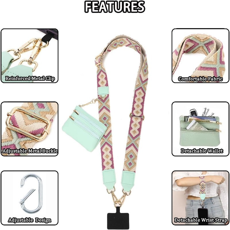 Stylish Crossbody Phone Lanyard with Mini Wallet
