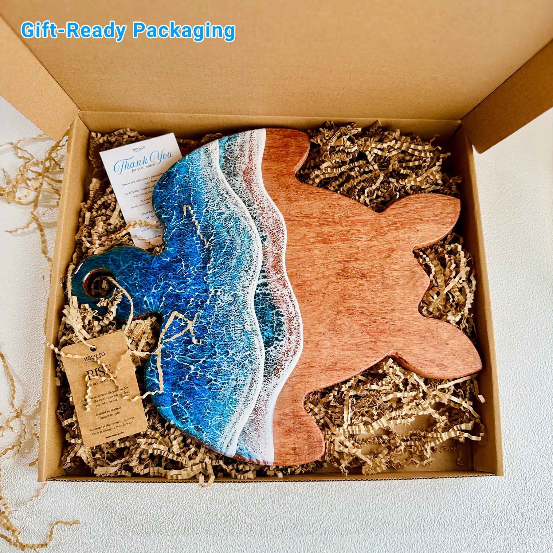 "Rise" - Ocean Resin Turtle Wave Handle Board