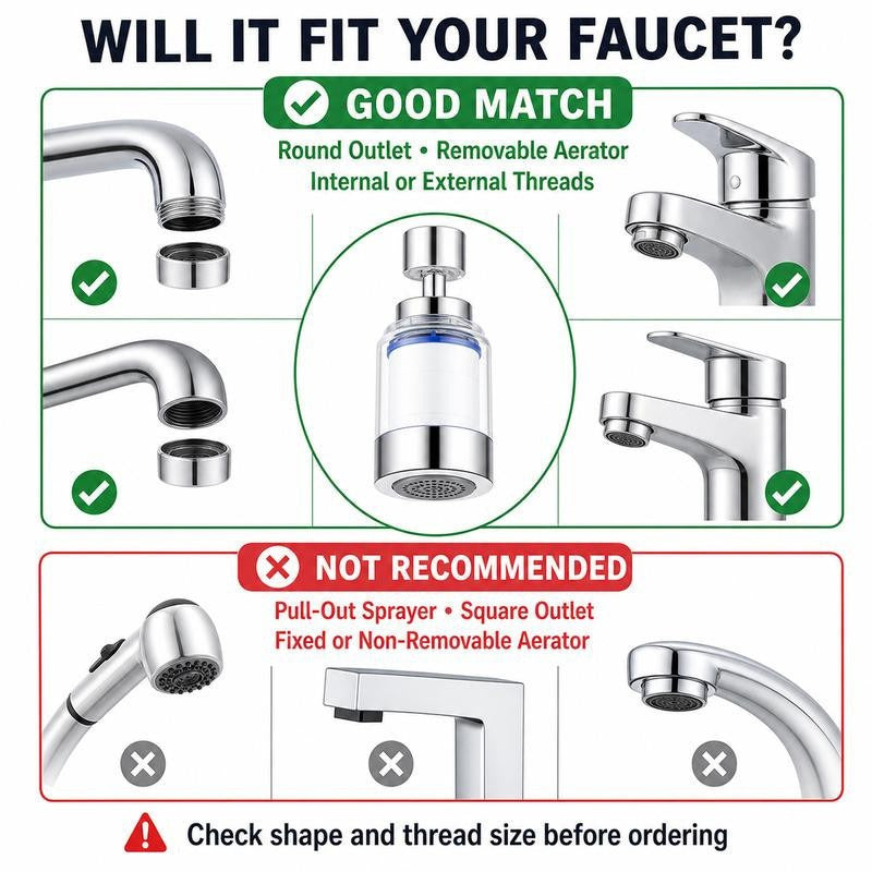 360° Swivel Faucet Filter with Replaceable Cartridge