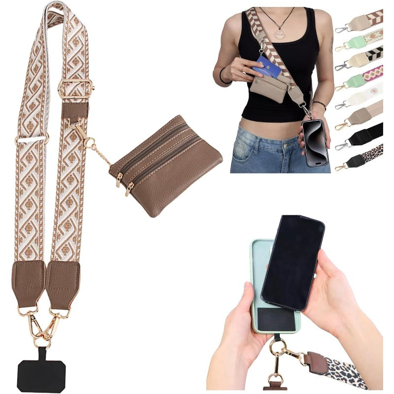 Stylish Crossbody Phone Lanyard with Mini Wallet