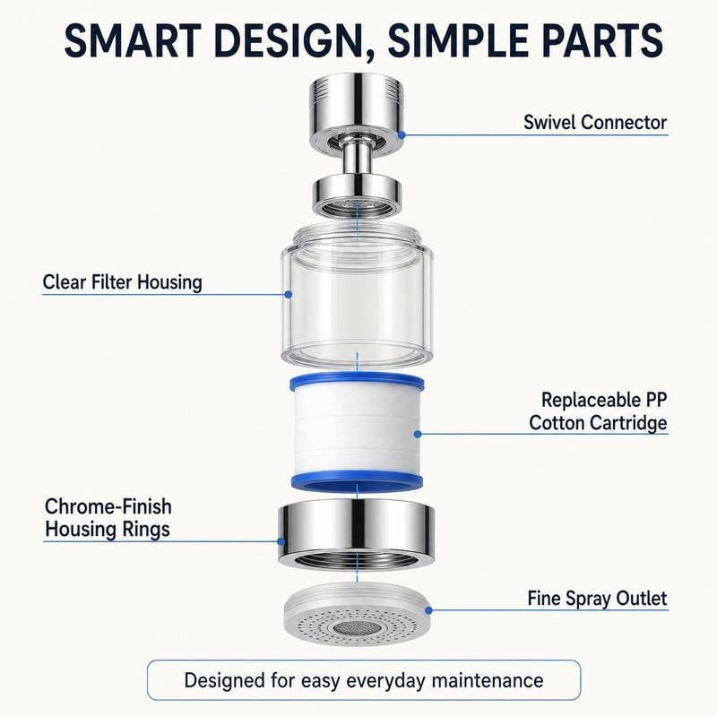 360° Swivel Faucet Filter with Replaceable Cartridge