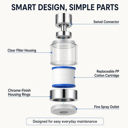 360° Swivel Faucet Filter with Replaceable Cartridge