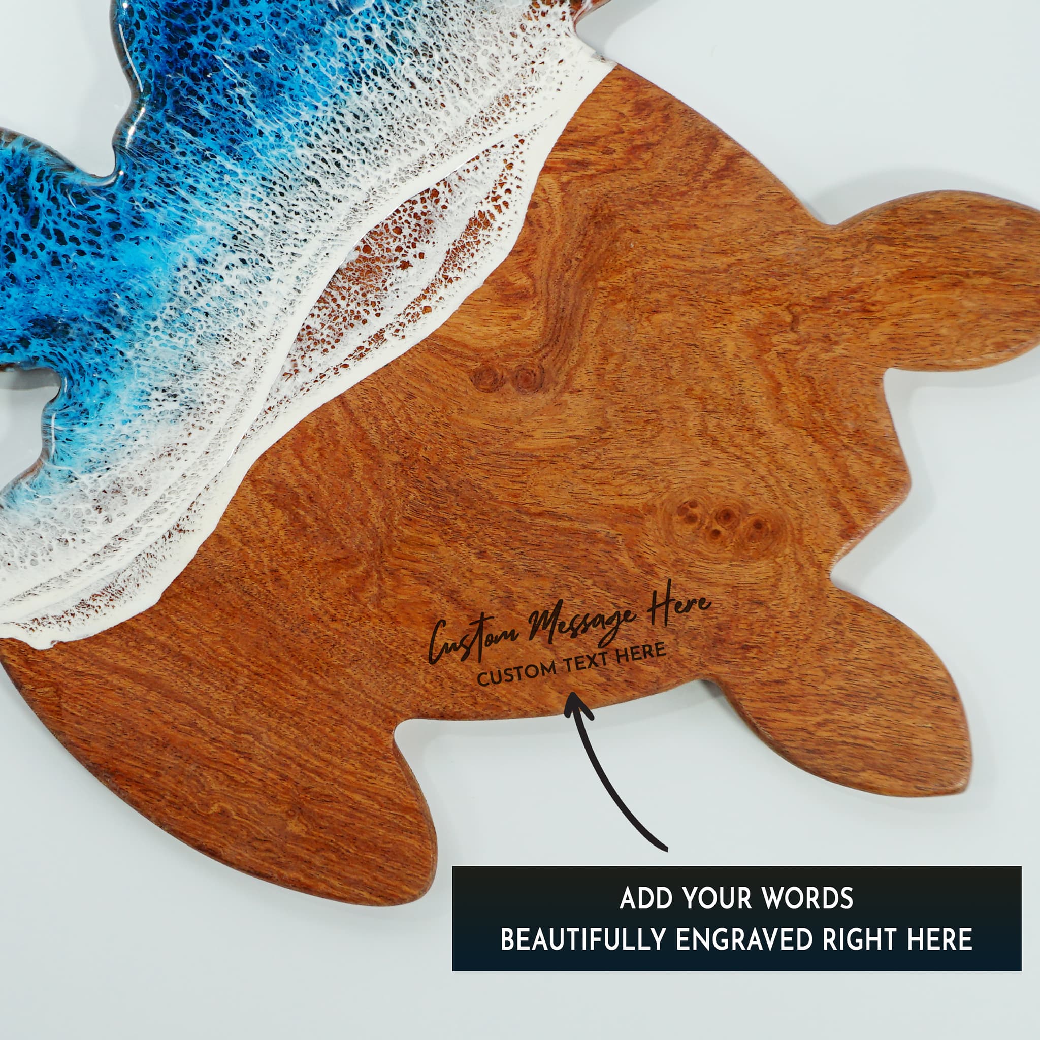 "Rise" - Ocean Resin Turtle Wave Handle Board