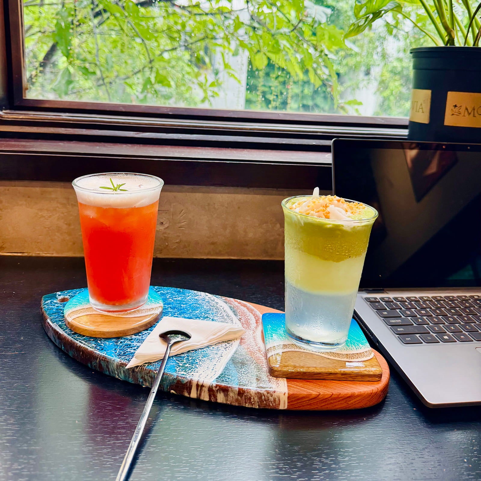 Ocean Resin Square Coaster Set