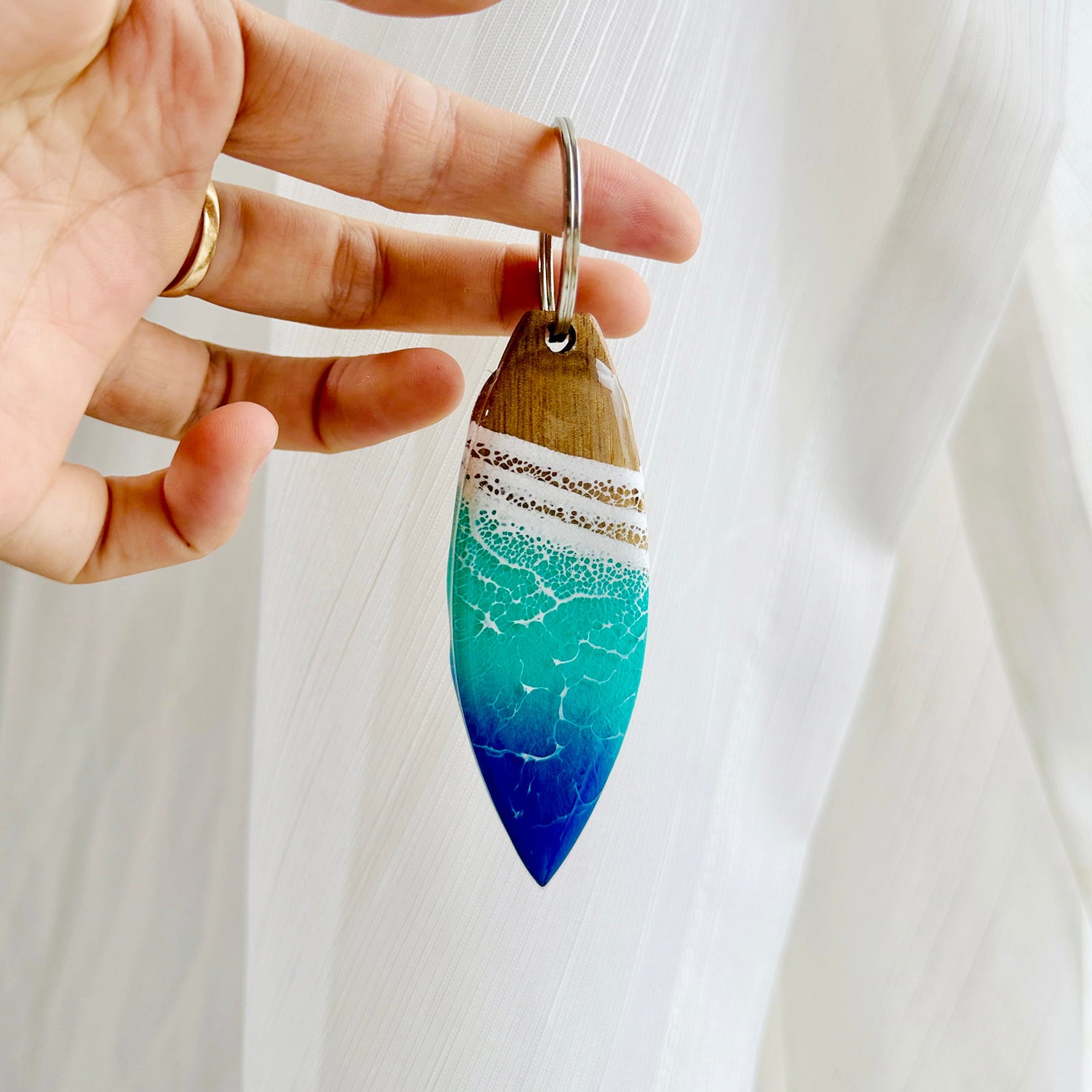 Surfboard Ocean Resin Keychain