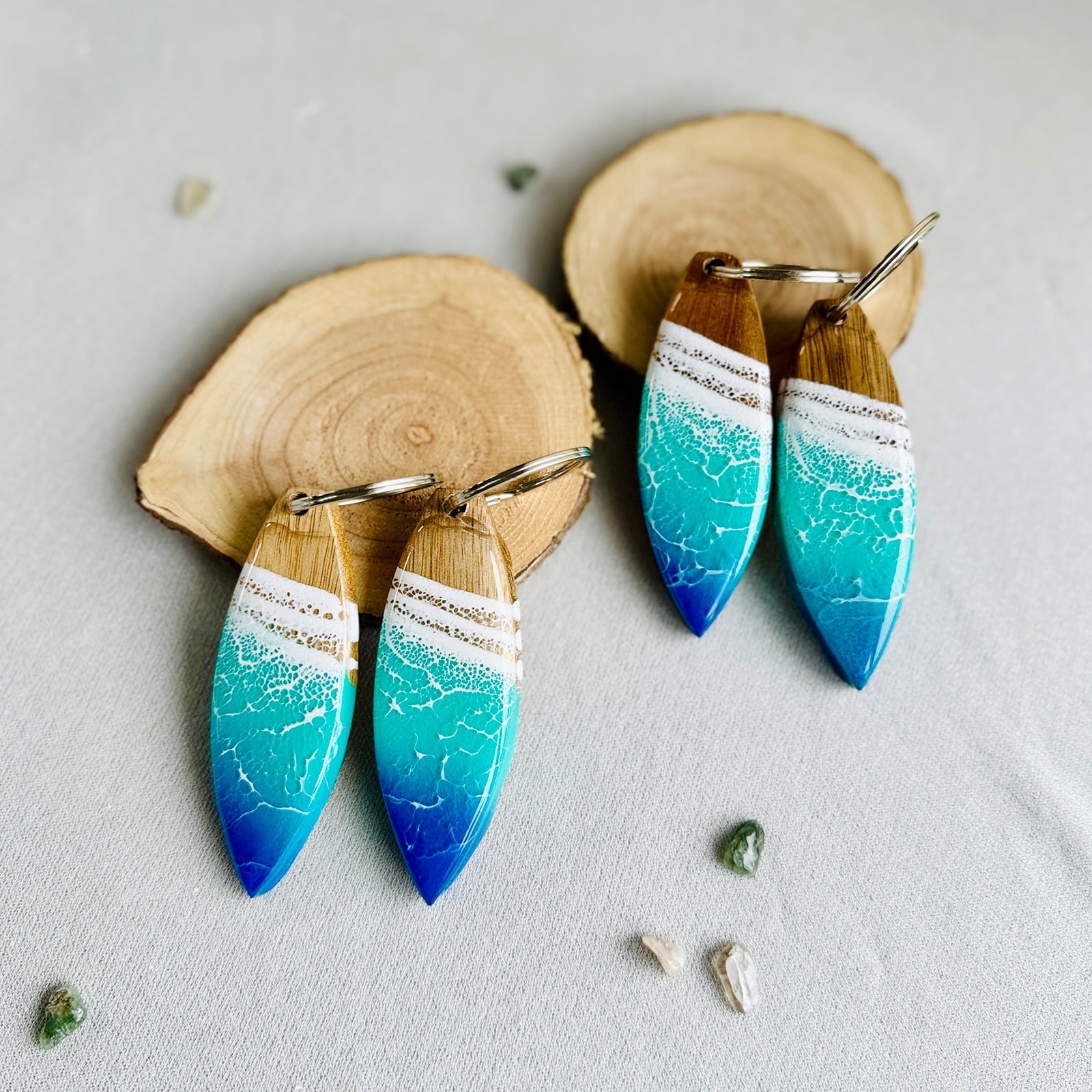 Surfboard Ocean Resin Keychain