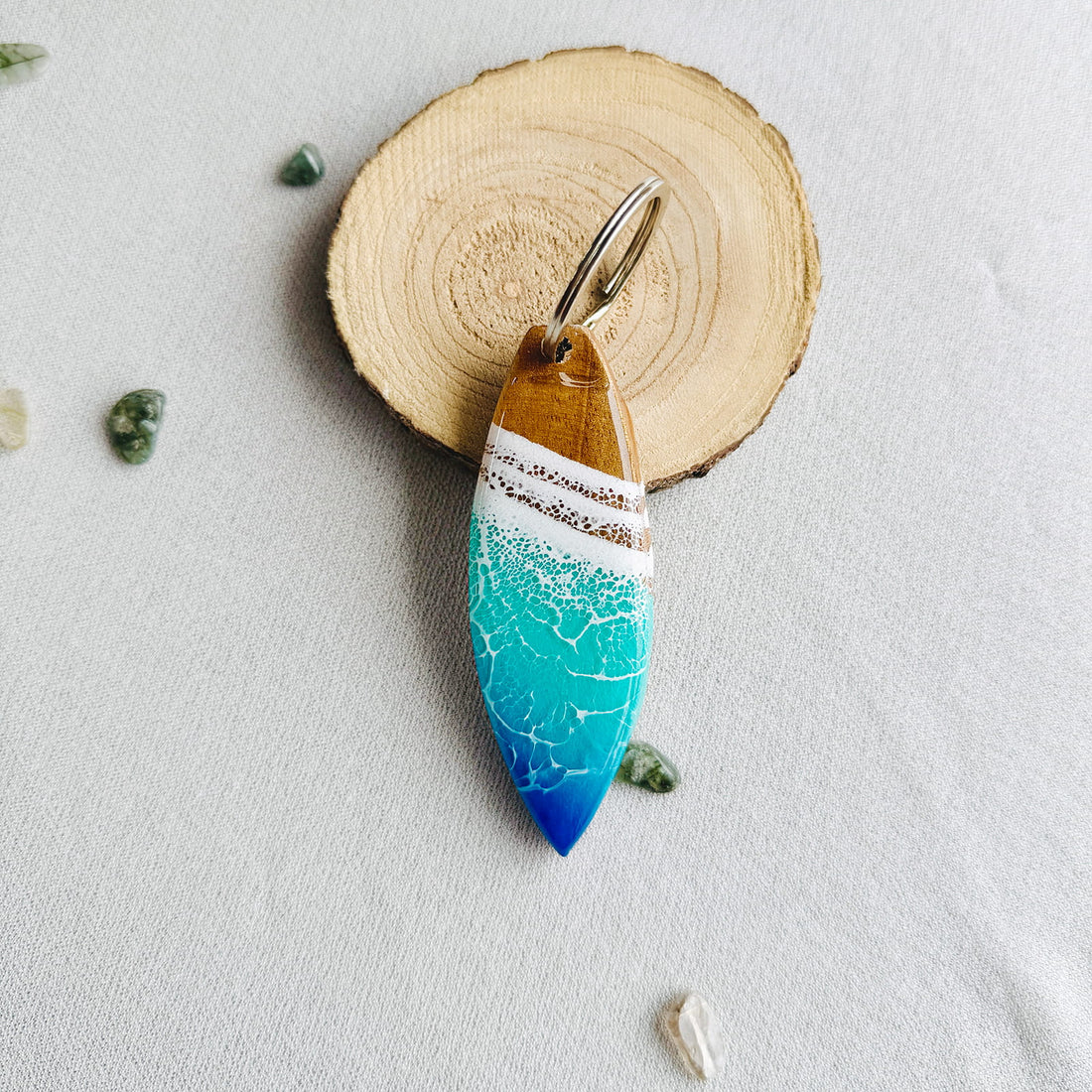 Surfboard Ocean Resin Keychain