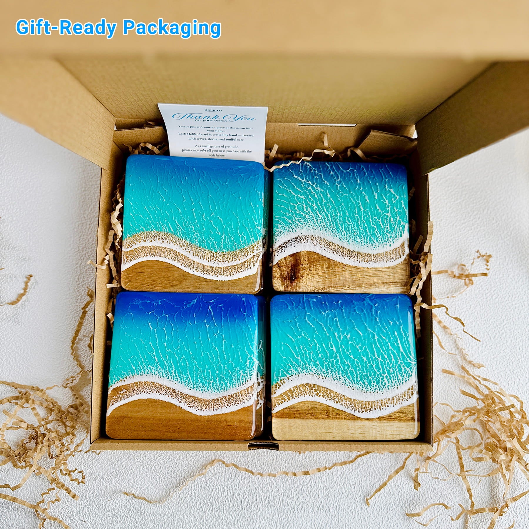 Ocean Resin Square Coaster Set