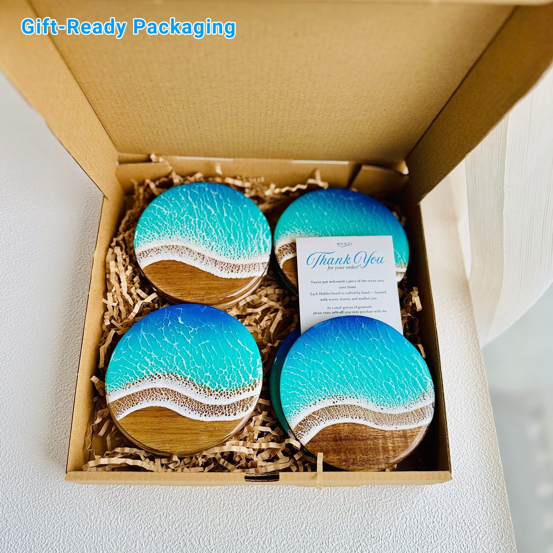 Ocean Resin Round Coaster Set