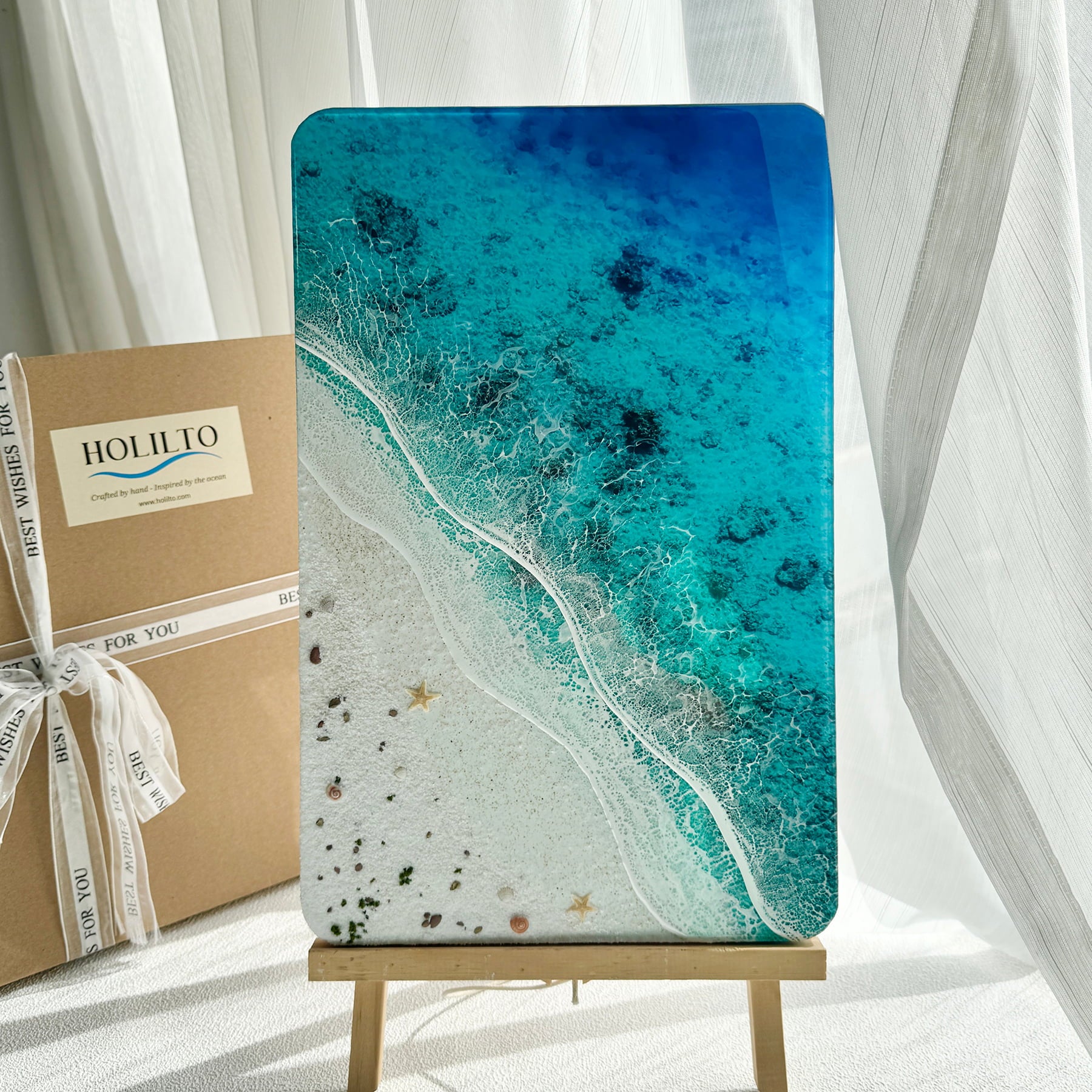"Azure Horizon" – Ocean Resin Wall Art