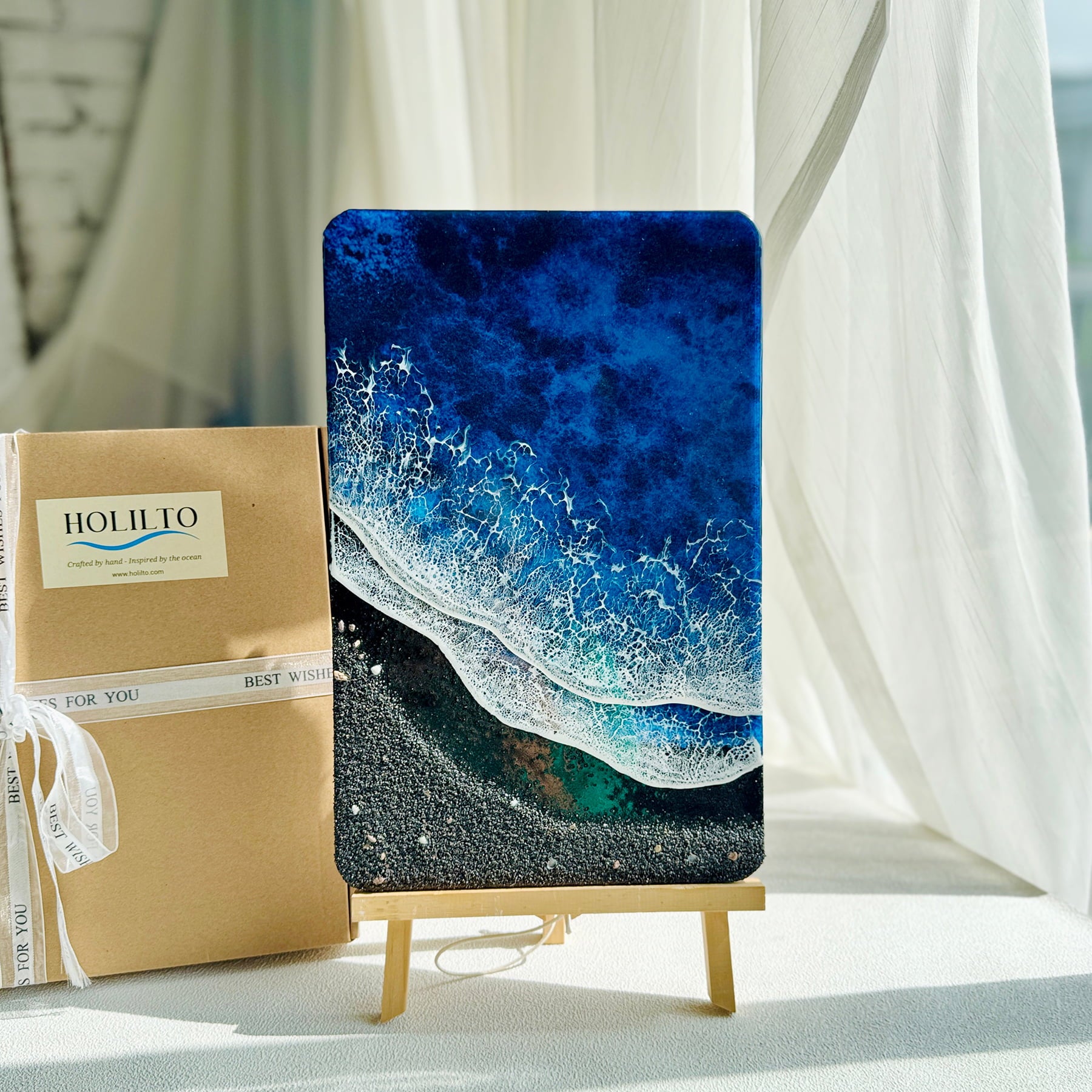 "Midnight Shore" – Ocean Resin Wall Art
