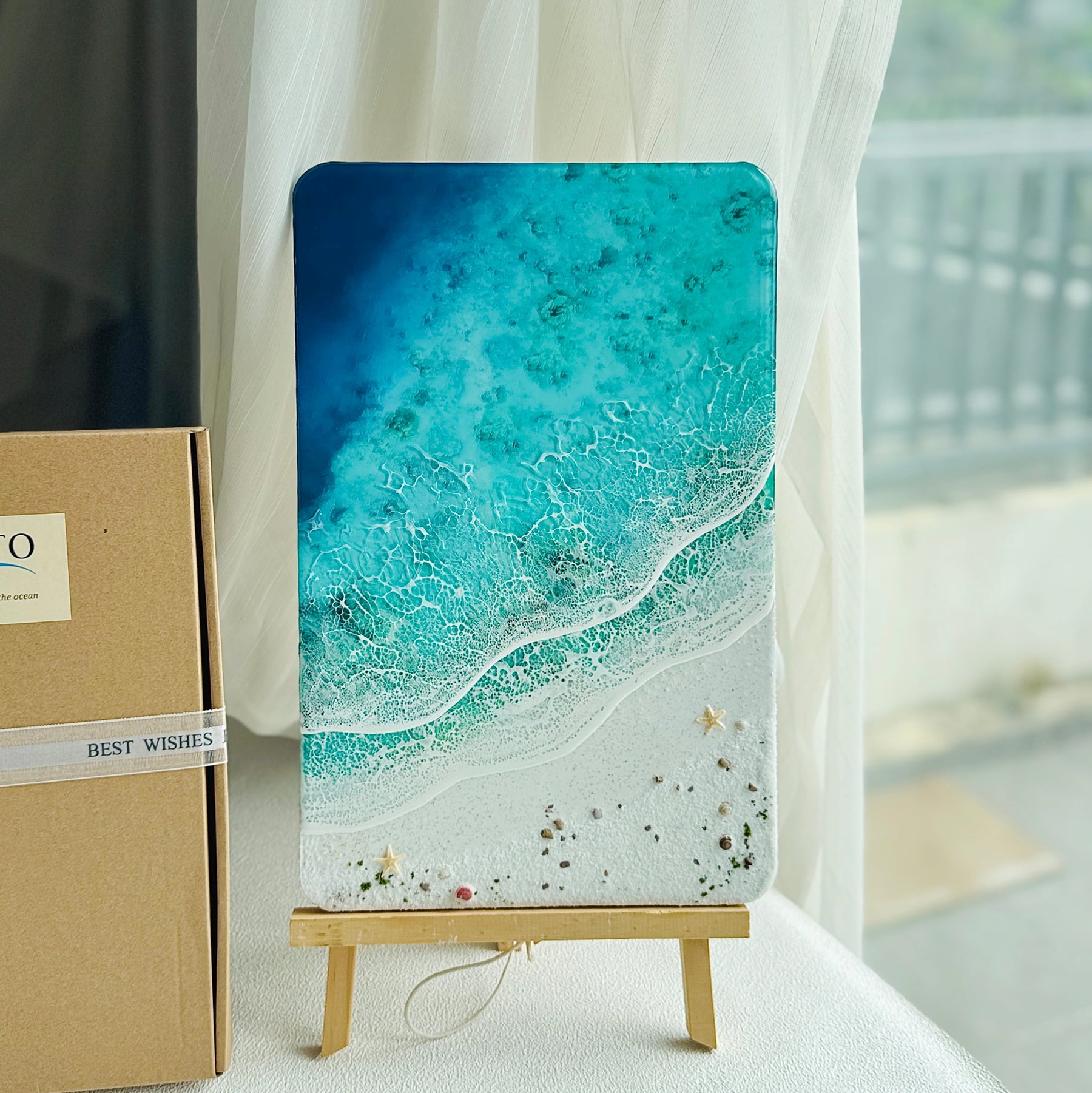 "Seaside Whisper" – Ocean Resin Wall Art