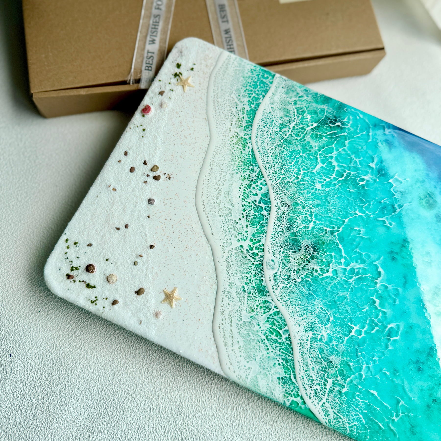 "Seaside Whisper" – Ocean Resin Wall Art