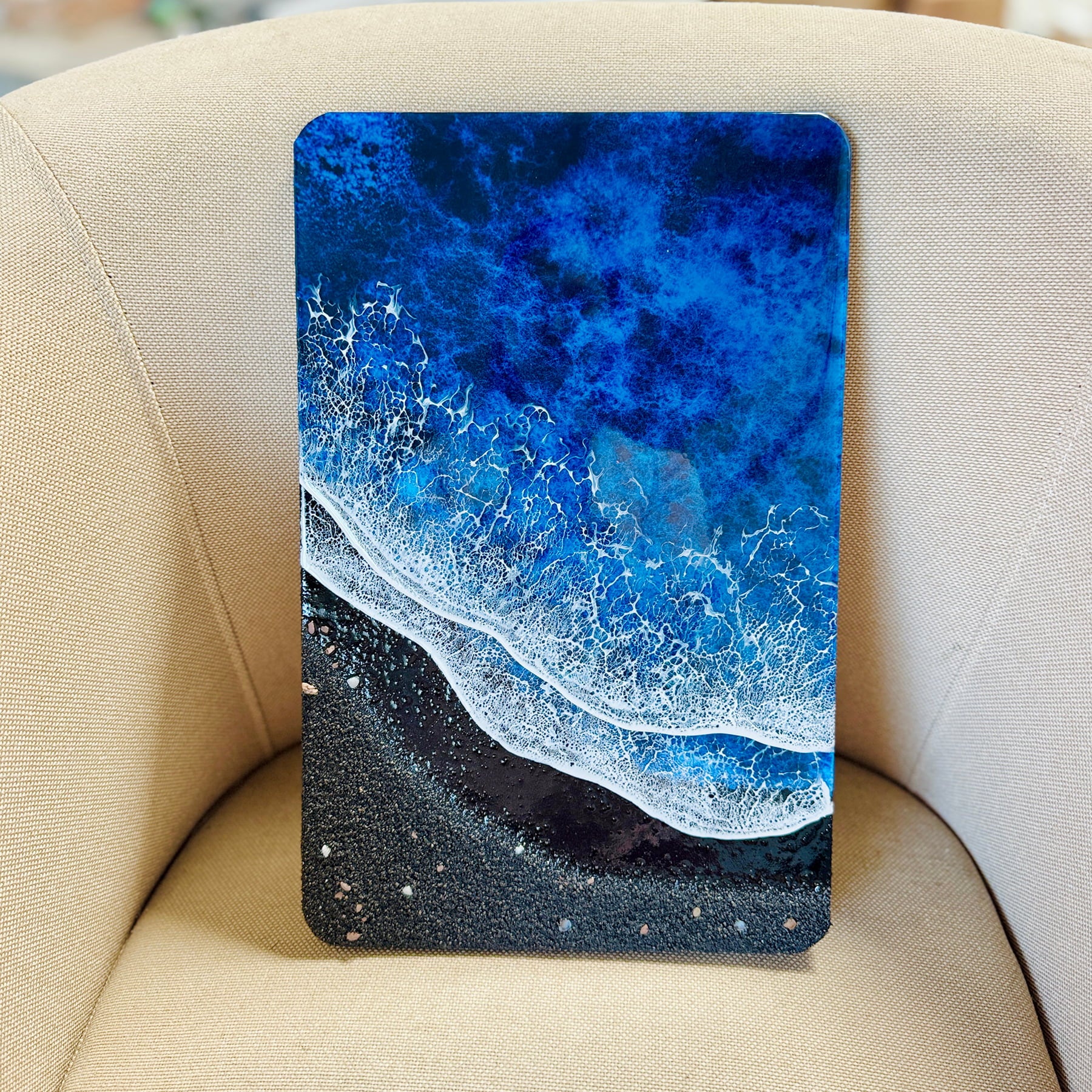 "Midnight Shore" – Ocean Resin Wall Art
