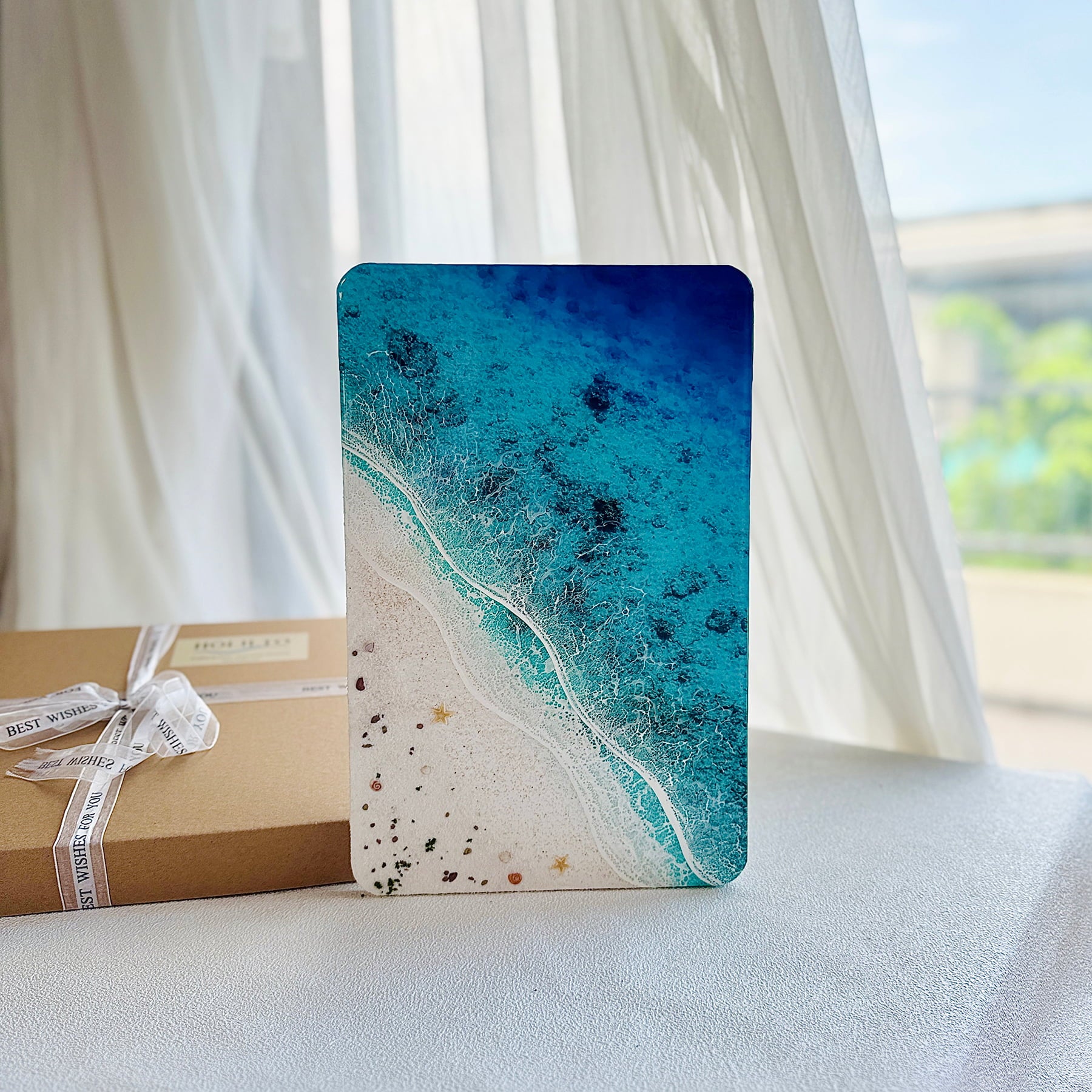 "Azure Horizon" – Ocean Resin Wall Art