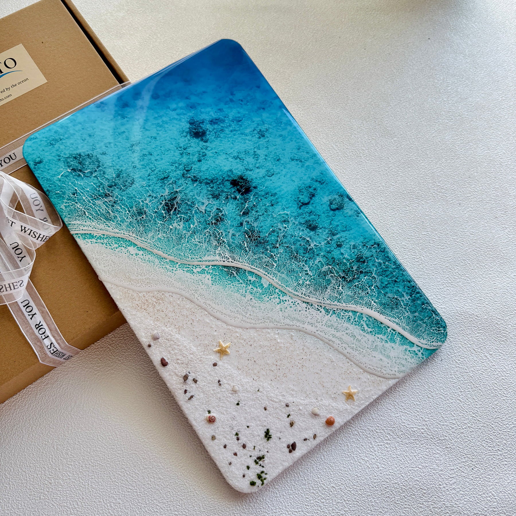 "Azure Horizon" – Ocean Resin Wall Art