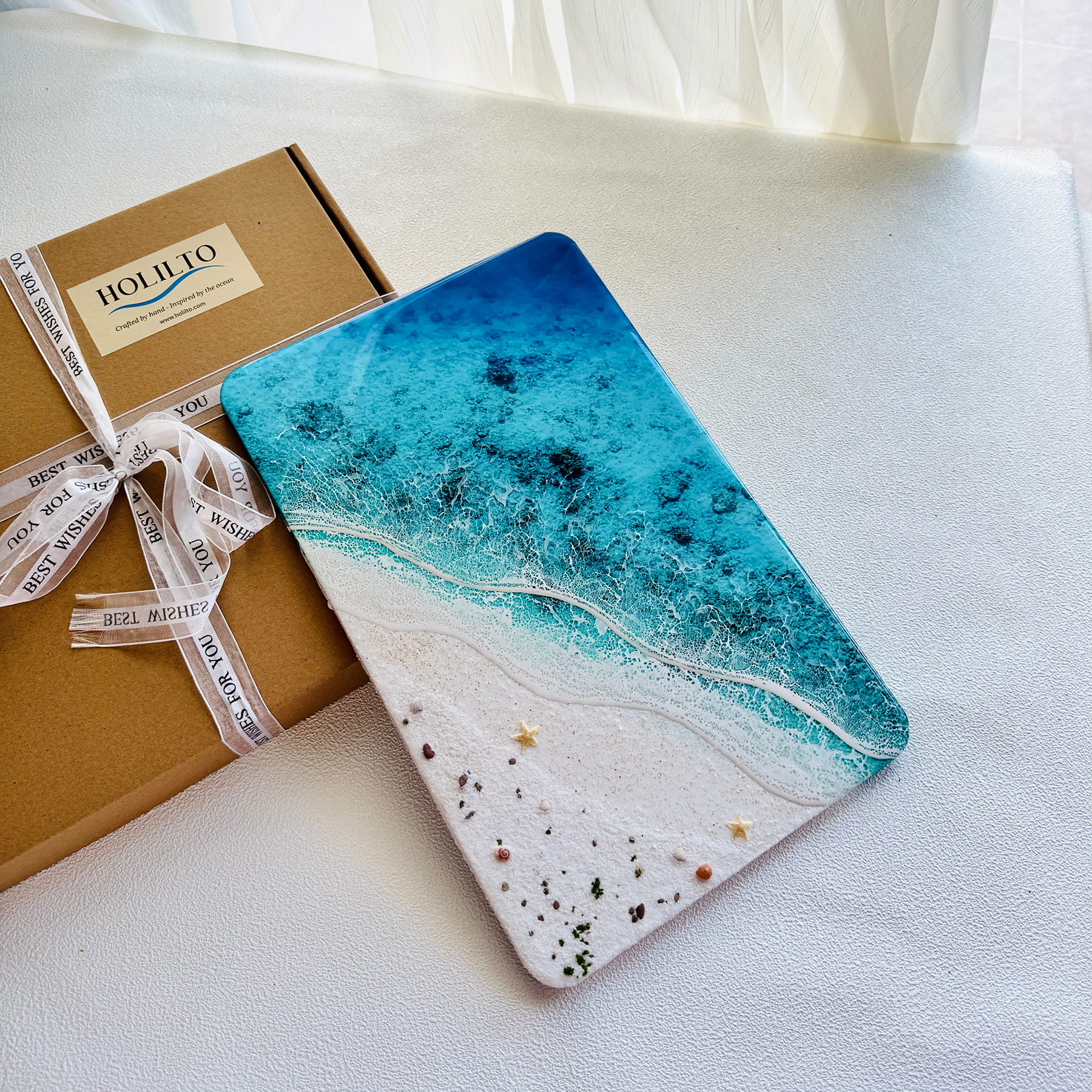 "Azure Horizon" – Ocean Resin Wall Art