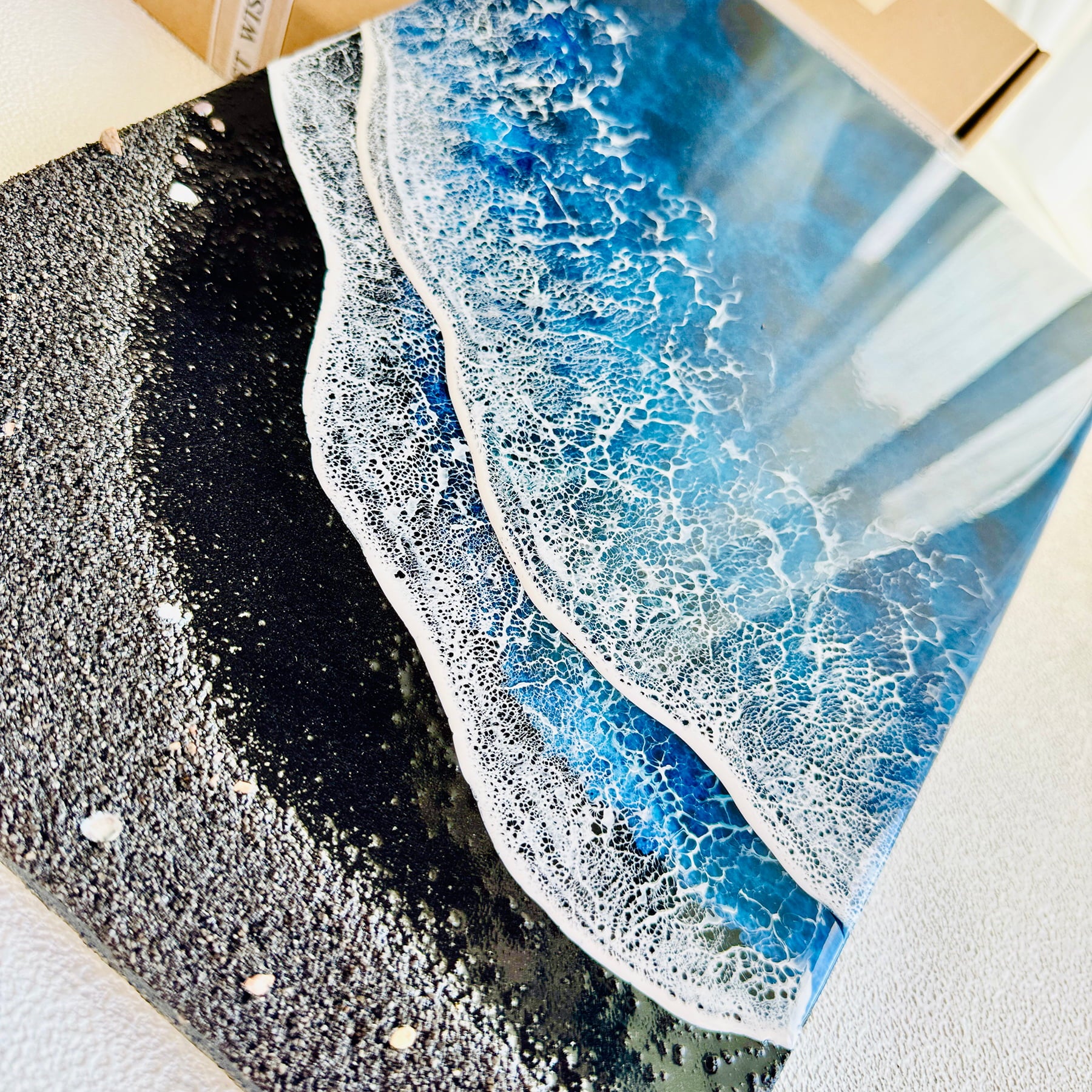 "Midnight Shore" – Ocean Resin Wall Art