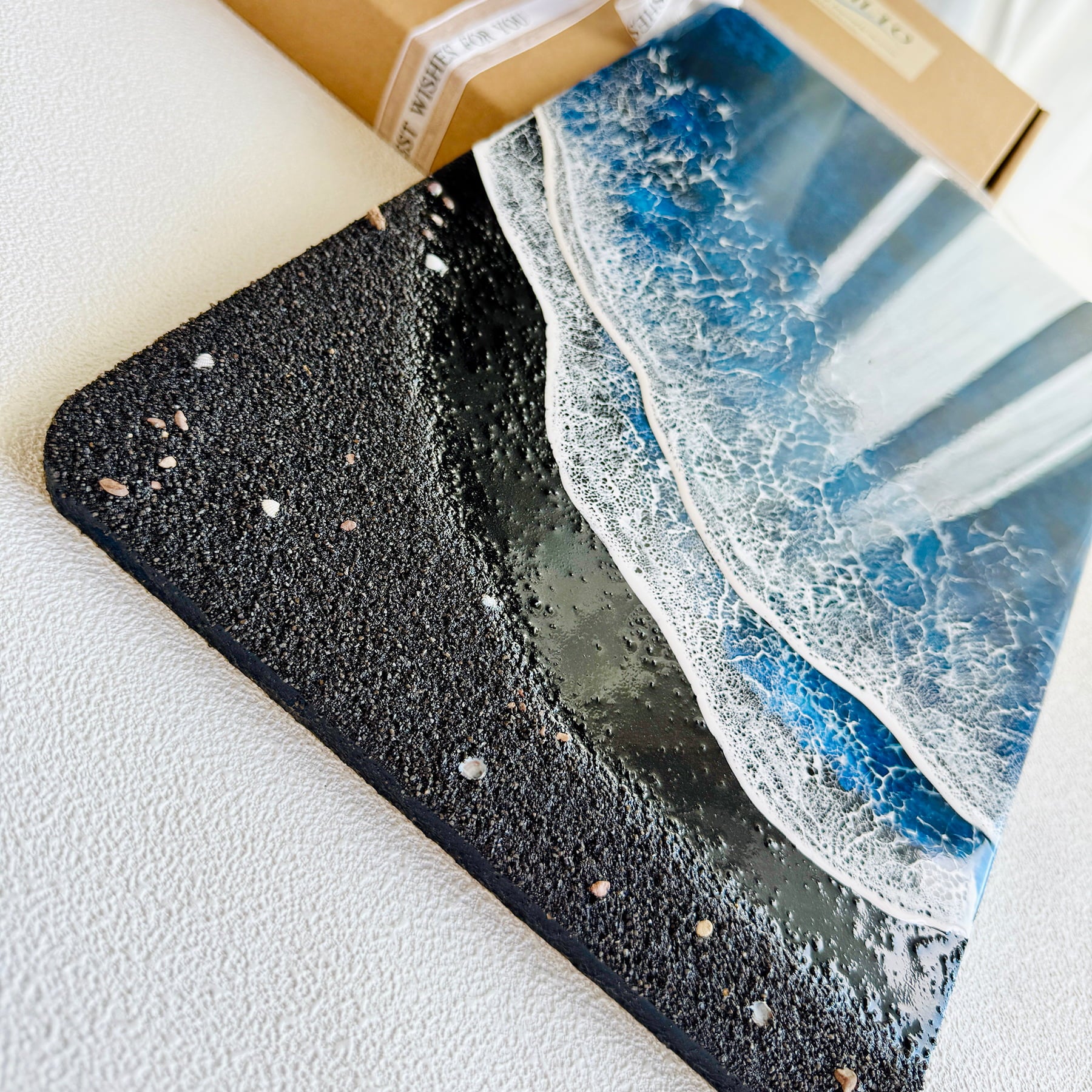 "Midnight Shore" – Ocean Resin Wall Art