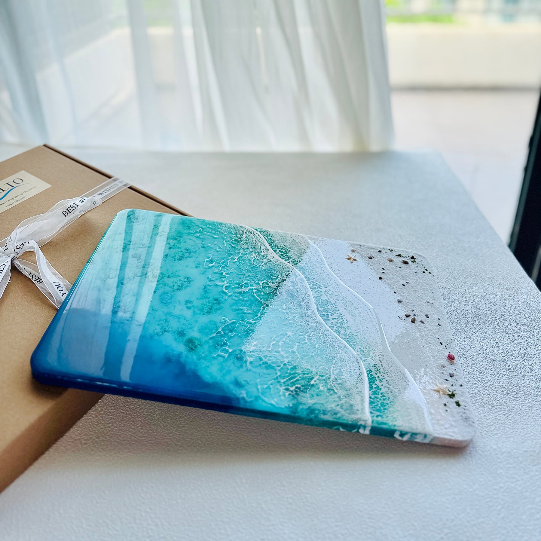"Seaside Whisper" – Ocean Resin Wall Art