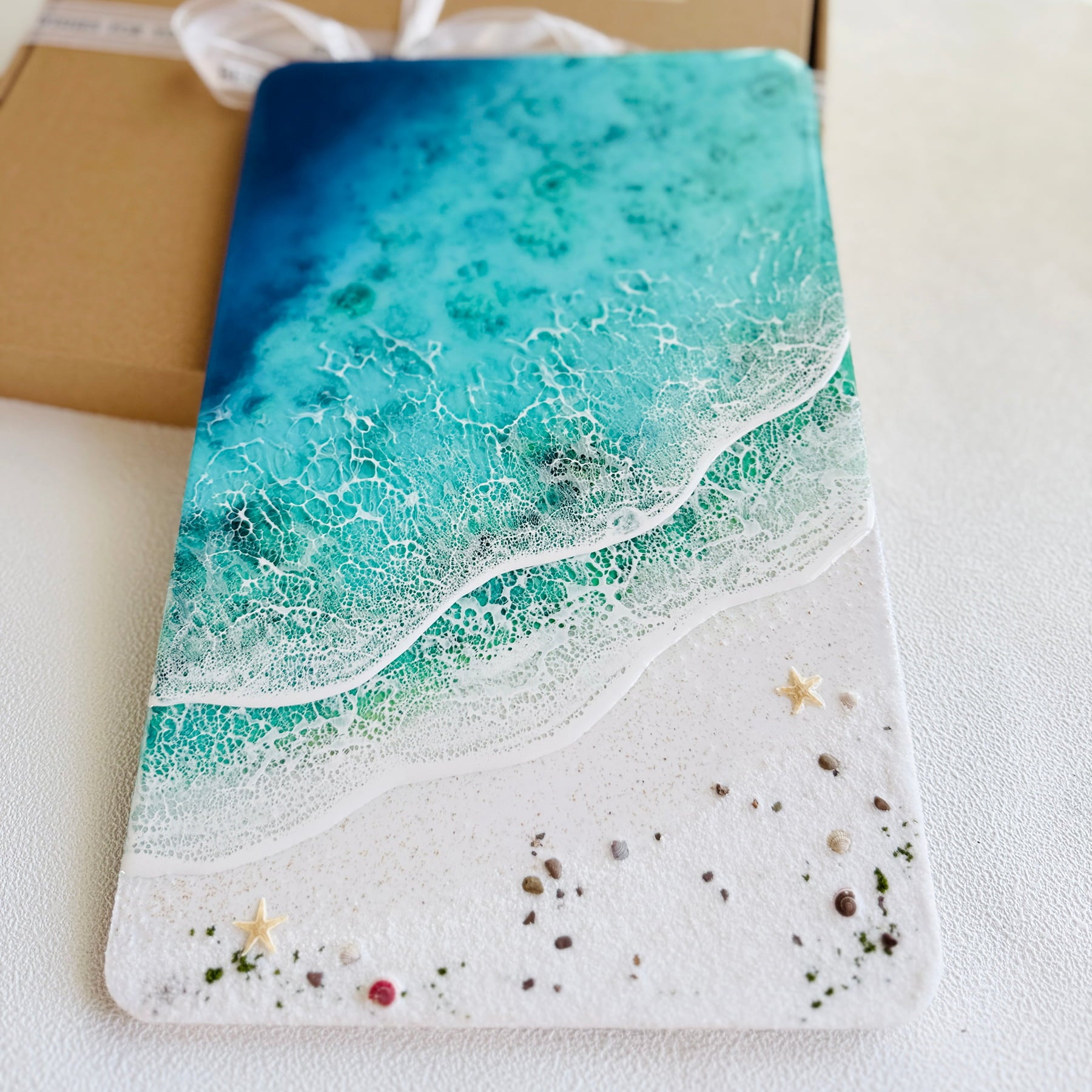 "Seaside Whisper" – Ocean Resin Wall Art