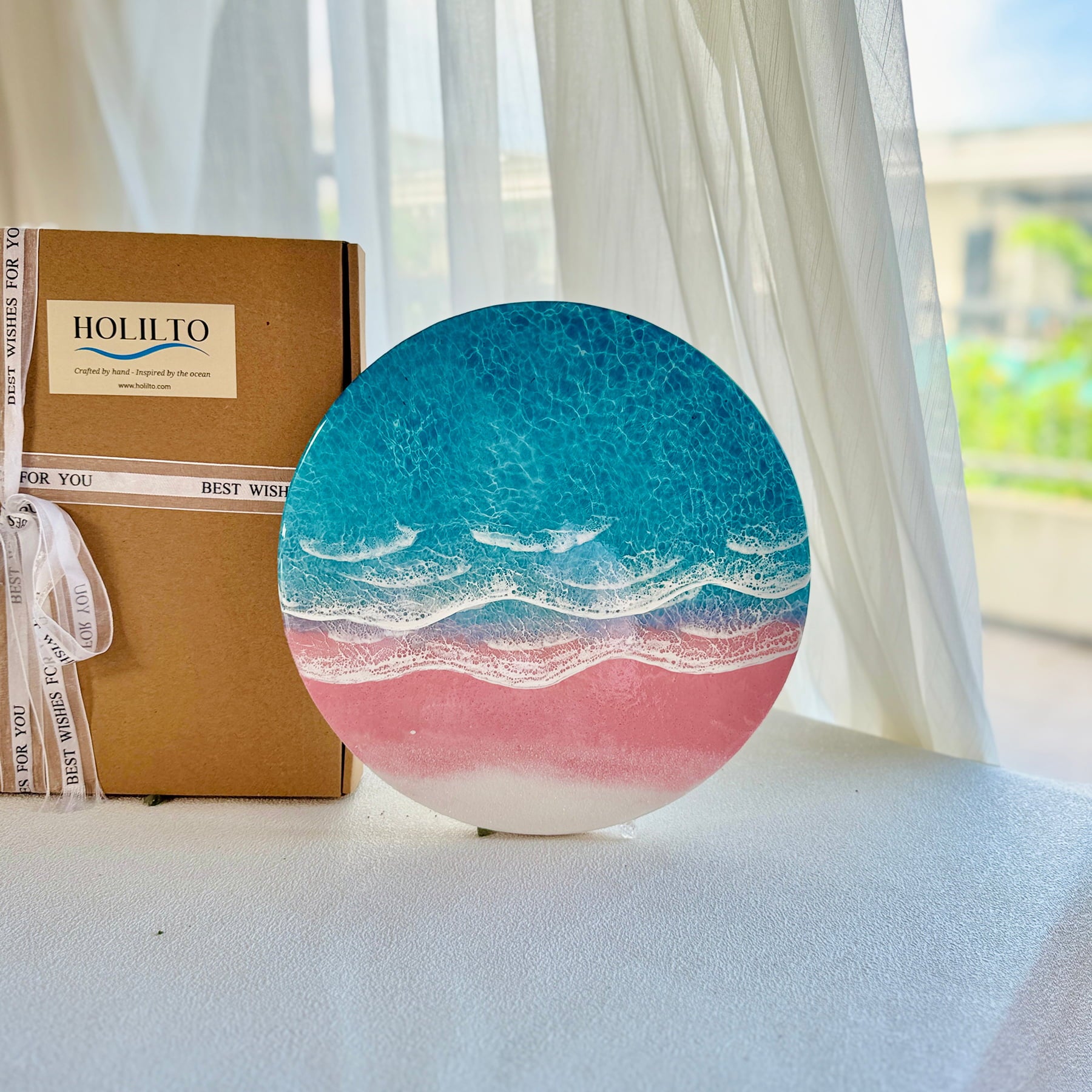 "Blush Bay" – Ocean Resin Wall Art