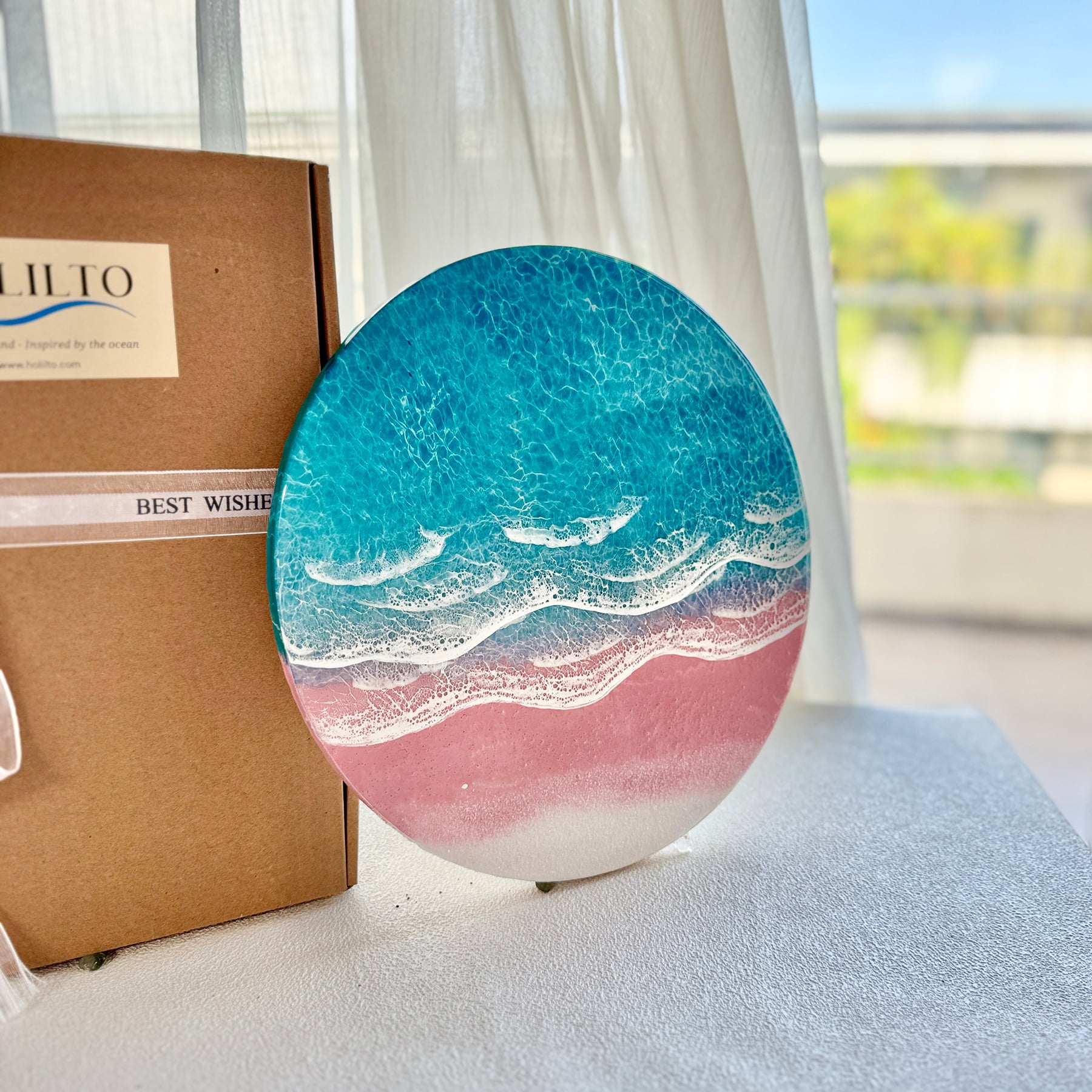 "Blush Bay" – Ocean Resin Wall Art
