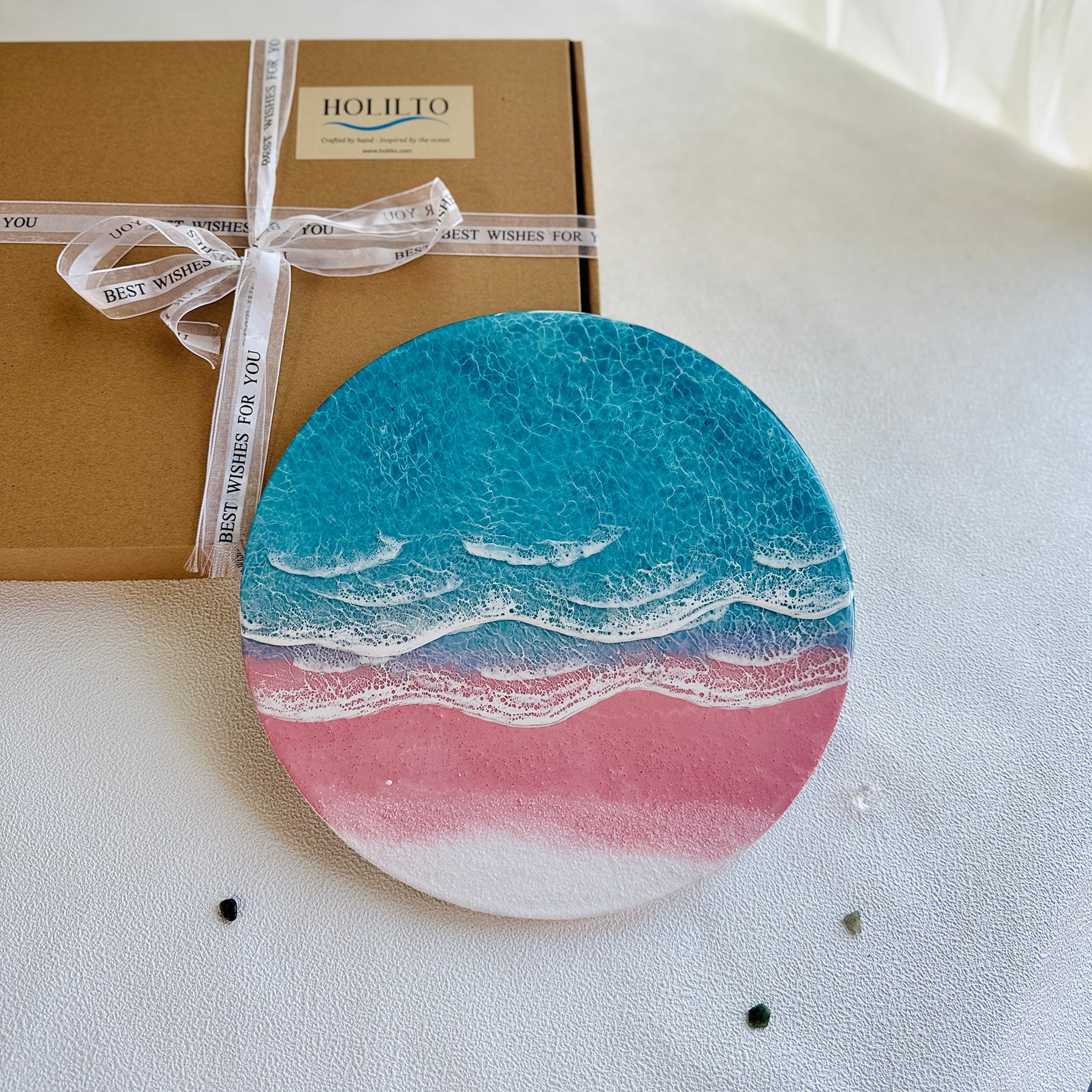"Blush Bay" – Ocean Resin Wall Art