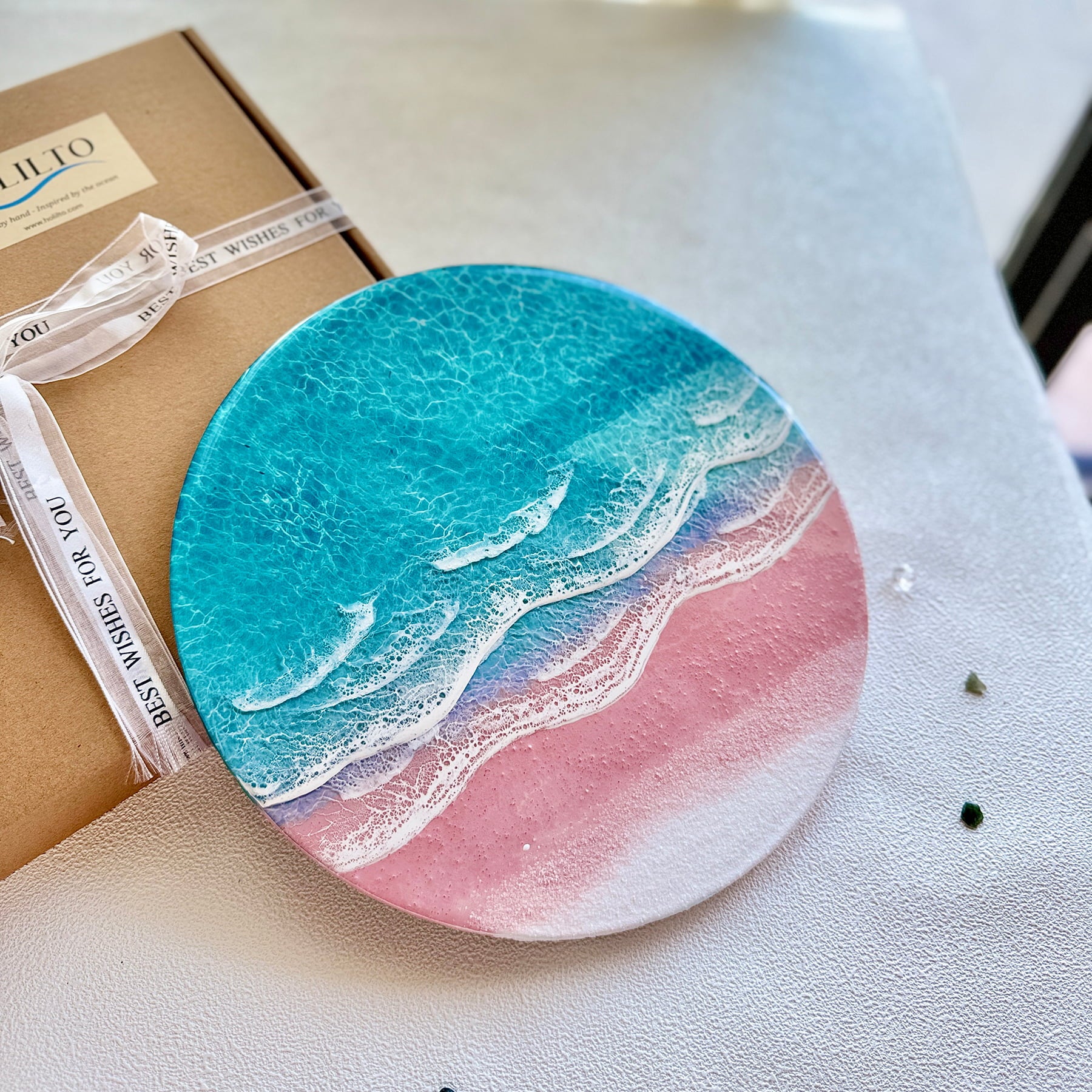 "Blush Bay" – Ocean Resin Wall Art