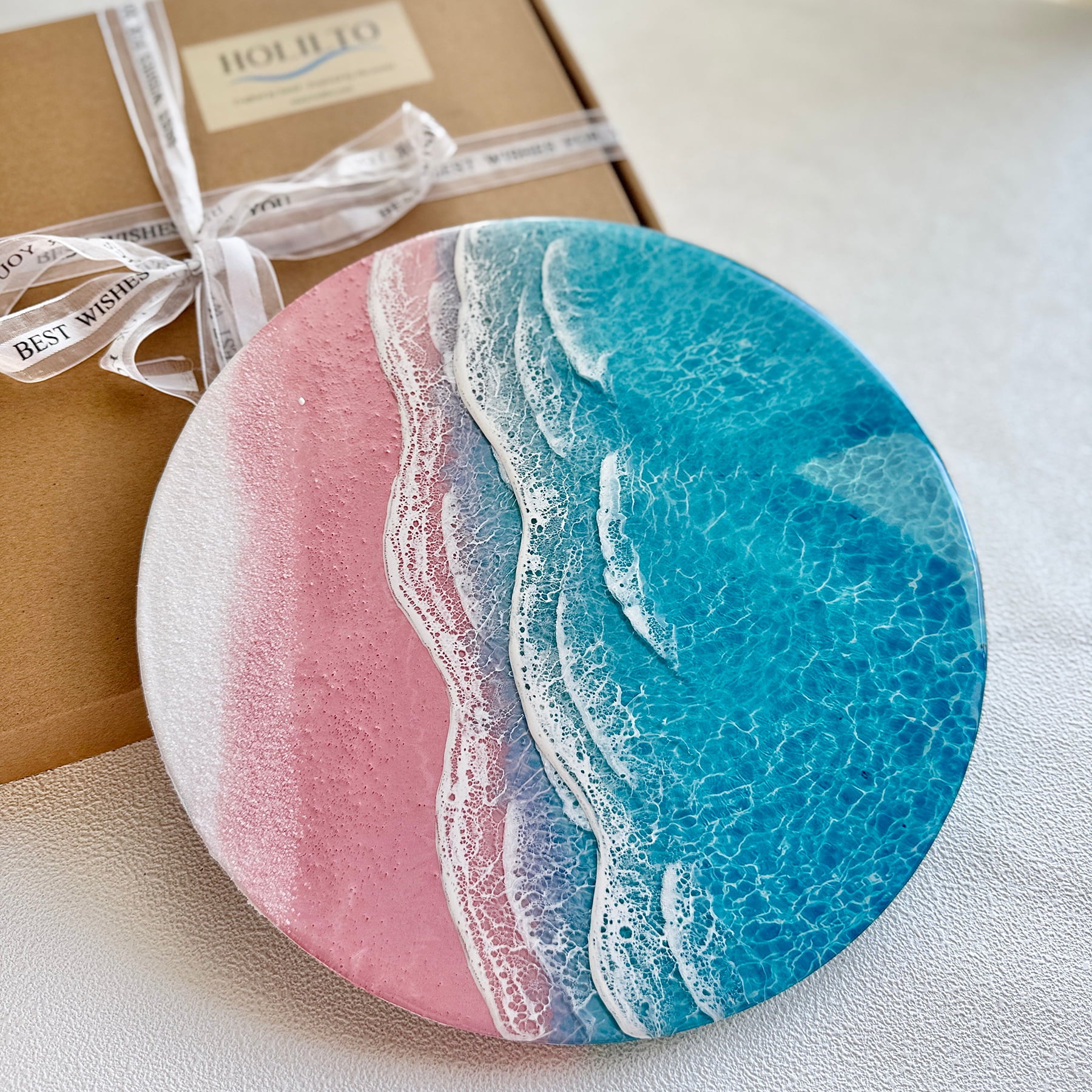 "Blush Bay" – Ocean Resin Wall Art
