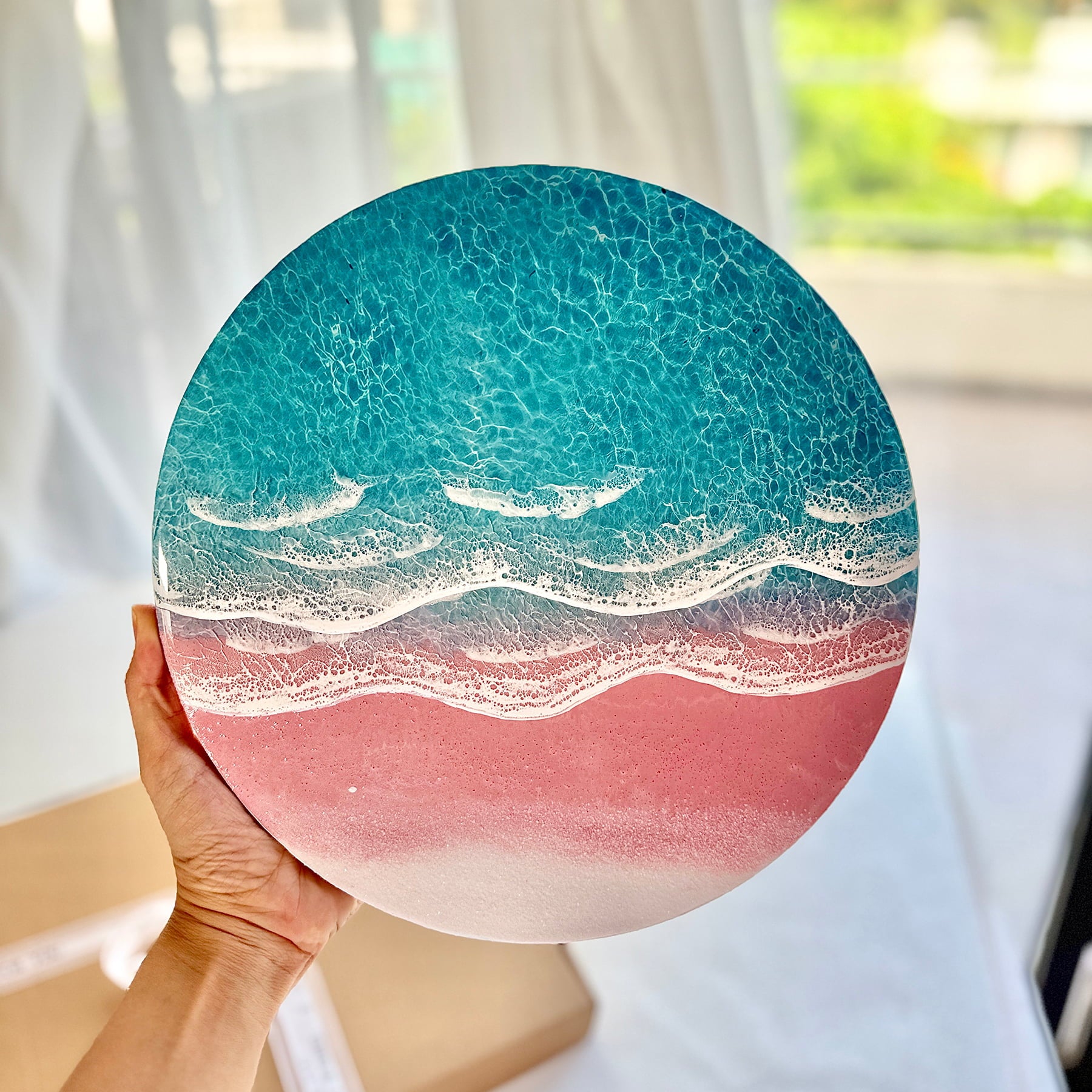 "Blush Bay" – Ocean Resin Wall Art