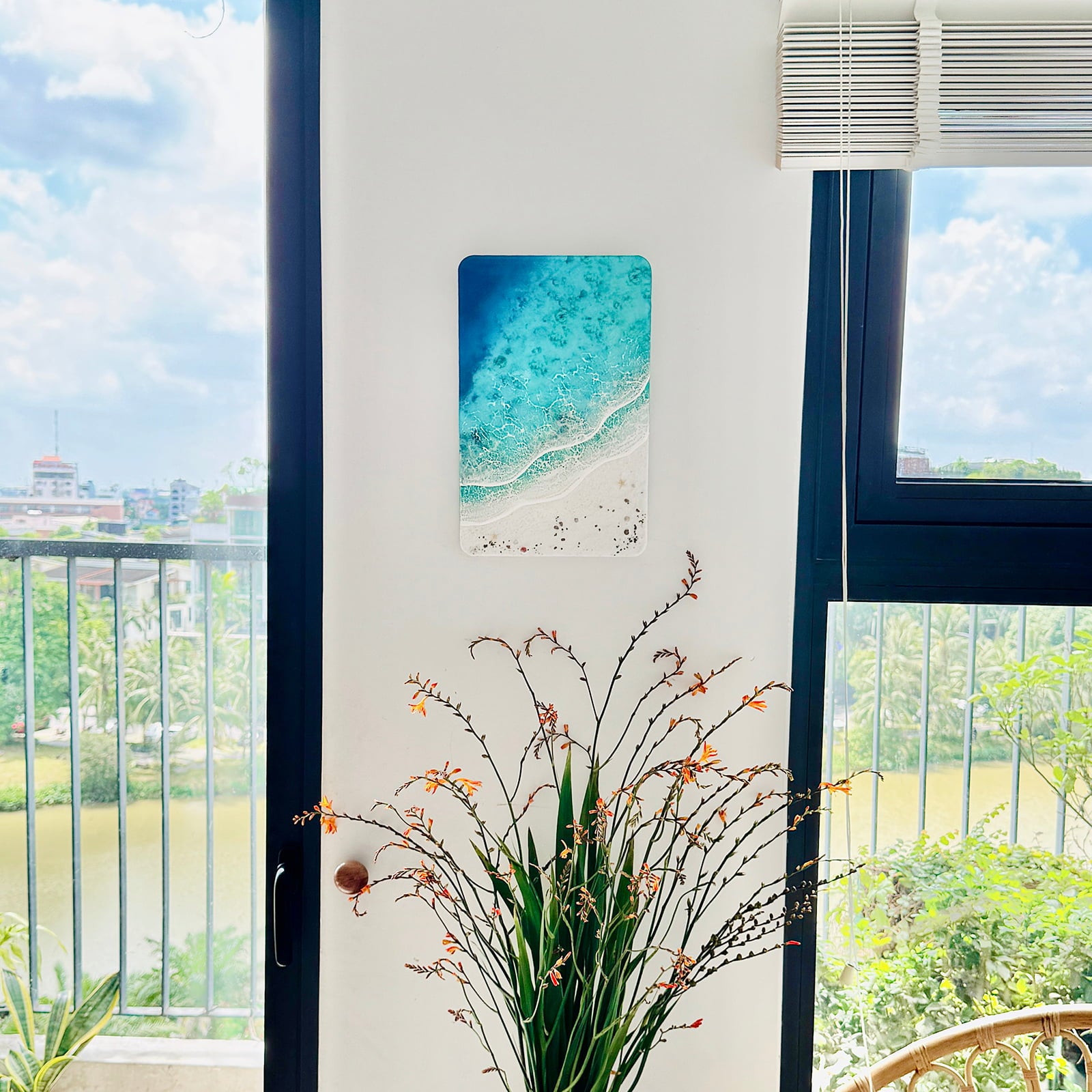 "Seaside Whisper" – Ocean Resin Wall Art