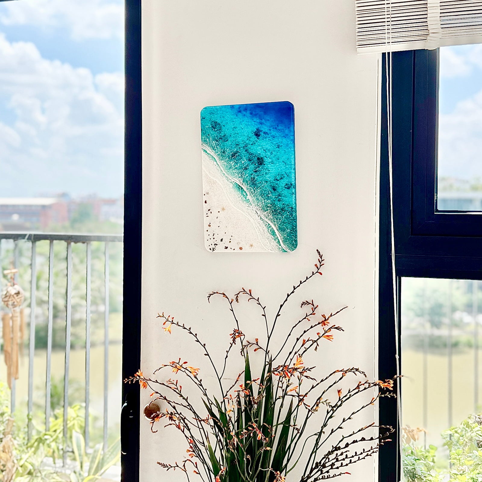 "Azure Horizon" – Ocean Resin Wall Art