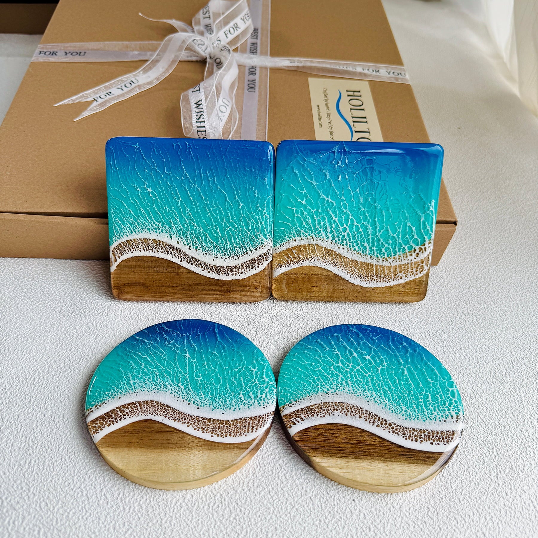 Ocean Resin Coaster Set - Welcome Edition
