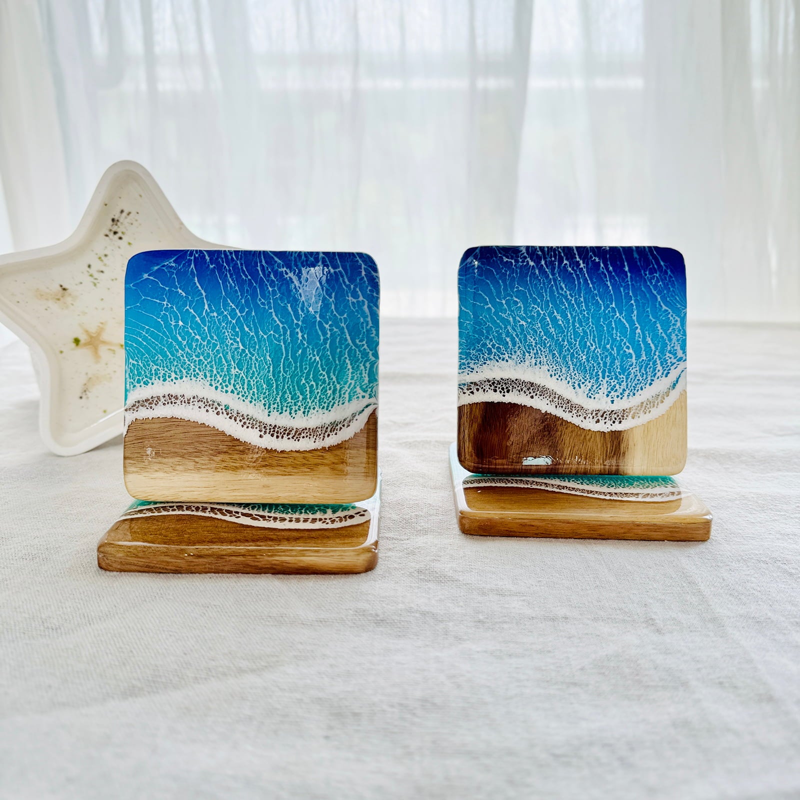 Ocean Resin Square Coaster Set