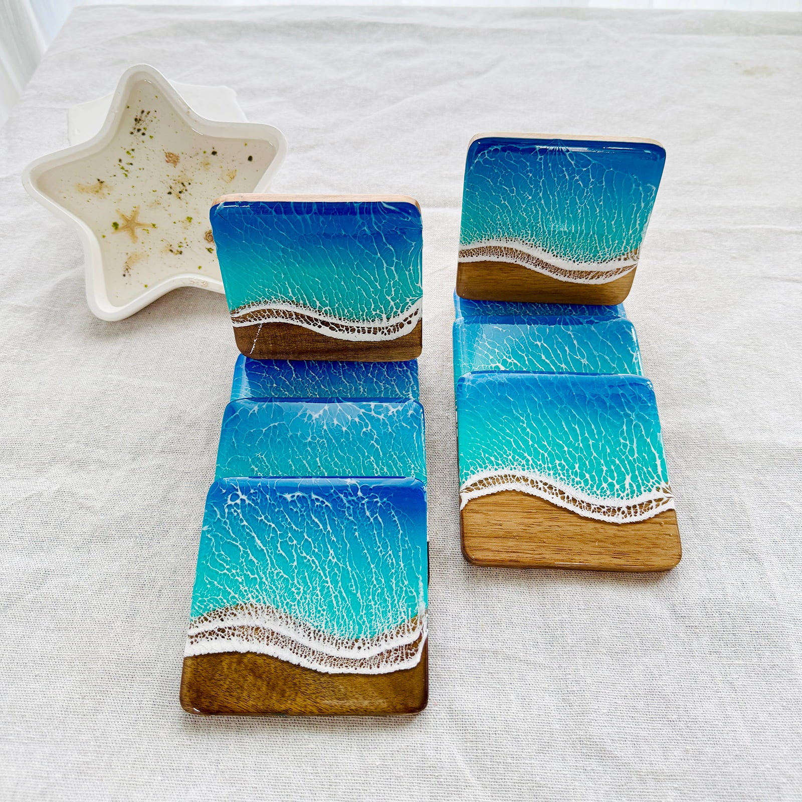 Ocean Resin Square Coaster Set