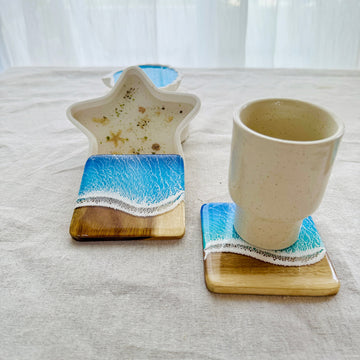 Ocean Resin Square Coaster Set