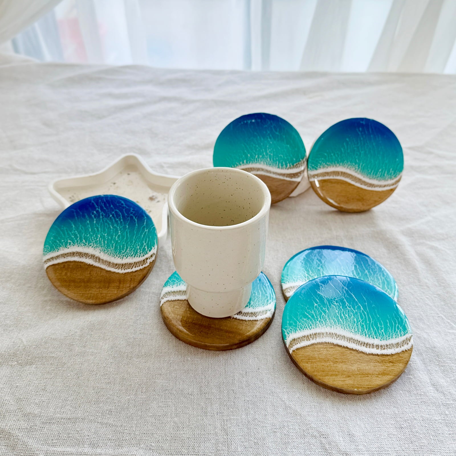 Ocean Resin Round Coaster Set