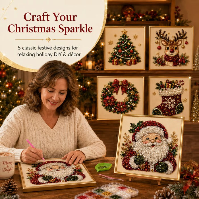 DIY Christmas Pearl Diamond Painting Art Kit With Frame