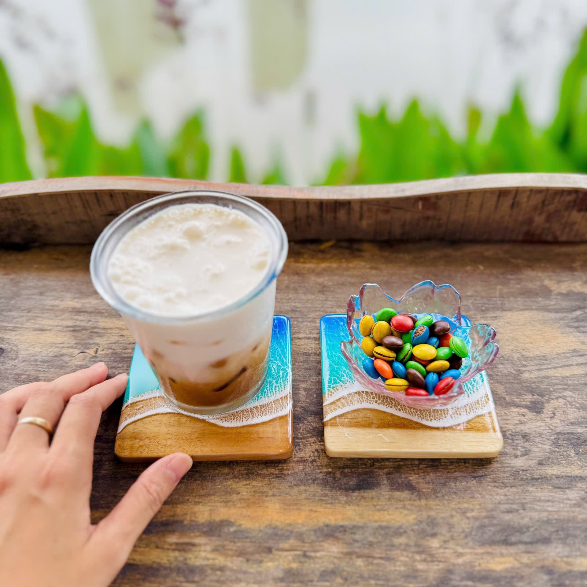 Ocean Resin Square Coaster Set